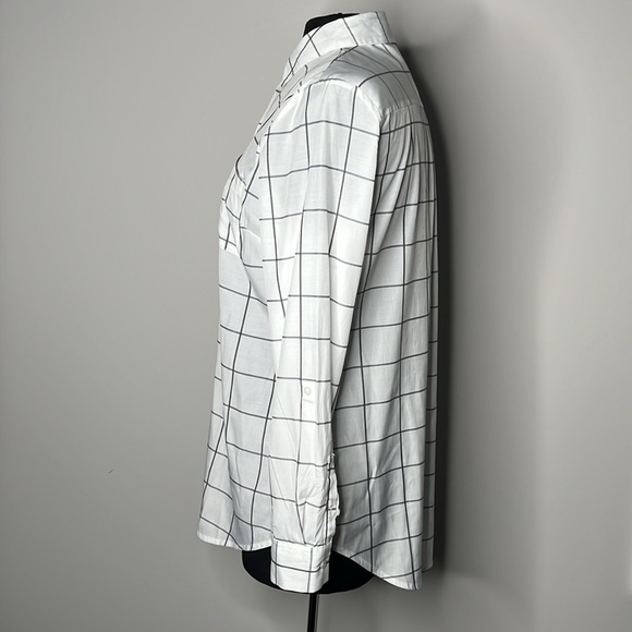 APT 9 Women’s Plaid Window Pane Black White Button Front Shirt Size M - Picture 3 of 7